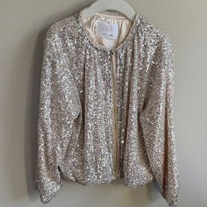 Zara Metallic Sequin Bomber Jacket